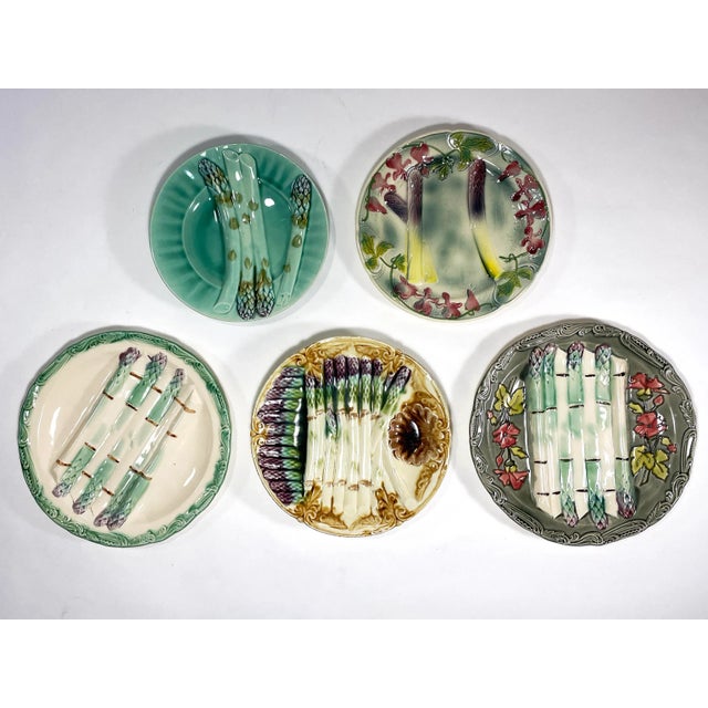 Antique French Asparagus Wall Plates - Gallery Wall - Set of 5 - Including Longchamp & Onnaing For Sale - Image 12 of 12