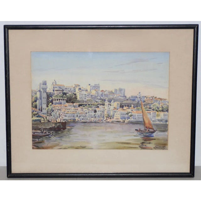Vintage "Bahia, Brazil" Impressionist Watercolor C.1940s For Sale - Image 4 of 4