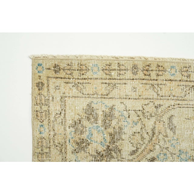 1970s Vintage Turkish Handmade Wool Cotton Beige Area Rug For Sale - Image 11 of 12