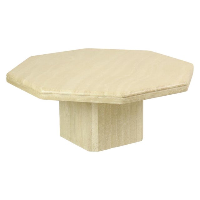 Mid-Century Modern Vintage Italian Octagonal Travertine Coffee Table, 1970s For Sale - Image 3 of 18