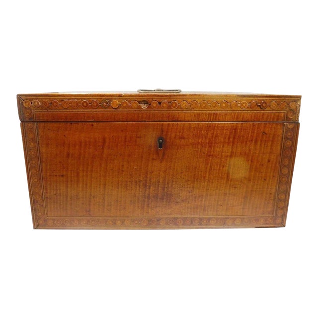 Early 19th Century Antique Marquetry Inlaid English Tea Caddy For Sale