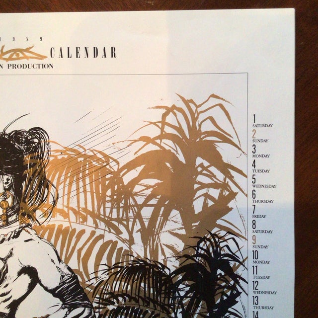 Illustration Print From 1989 "Fanciful Calendar" by Yoshitaka Amano, Produced by Ten Production. For Sale - Image 10 of 11