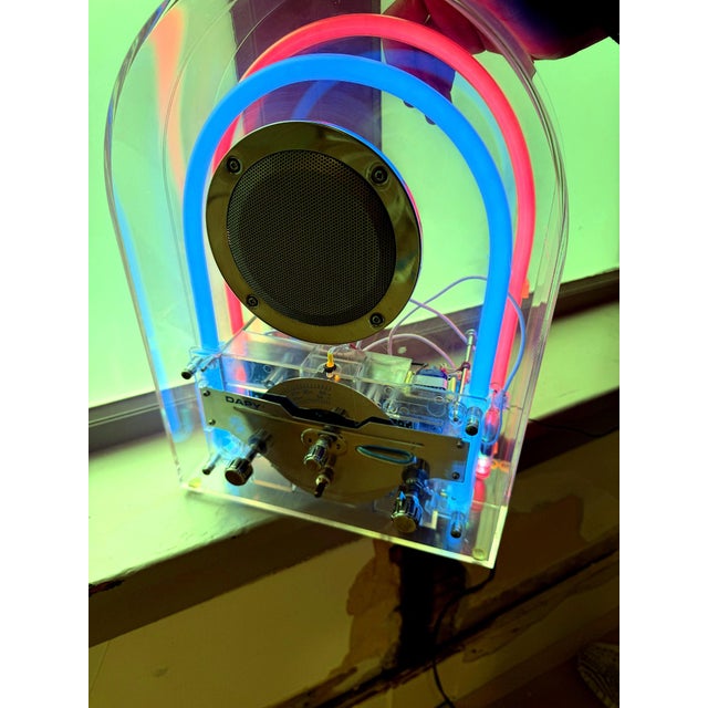 1980s Dapy Paris Transparent Neon Radio Sculpture – Acrylic Design Object, France, C. 1989 For Sale - Image 5 of 8