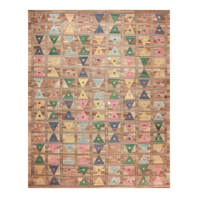 Nazmiyal Collection Large Modern Geometric Kilim Rug For Sale