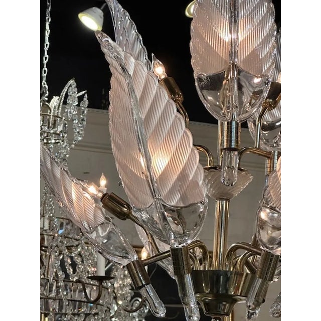 1980s Vintage Murano 2-Tier Leaf Chandelier For Sale - Image 5 of 8