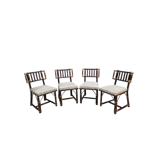 MCM Attributed to John Wisner for Ficks Reed Rattan & Bamboo Dining Chairs, Set of 6 For Sale - Image 10 of 12
