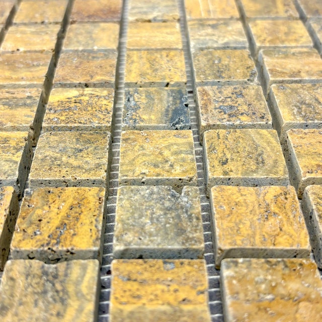 Mediterranean Gold Travertine Polished 1" X 1" Mosaic For Sale - Image 3 of 4