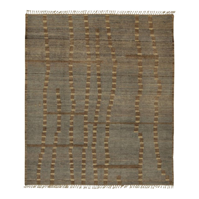 Rug & Kilim’s Modern Rug with Beige-brown Geometric Patterns - 12x16 For Sale