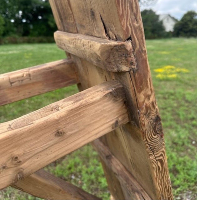 Vintage Rustic Pine Bench With Trestle Base For Sale In Tampa - Image 6 of 11