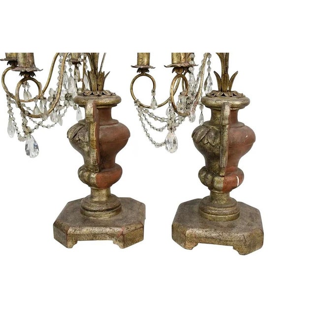 Wood Early 20th Century Pair of Monumental Hollywood Regency Style Candelabra For Sale - Image 7 of 10