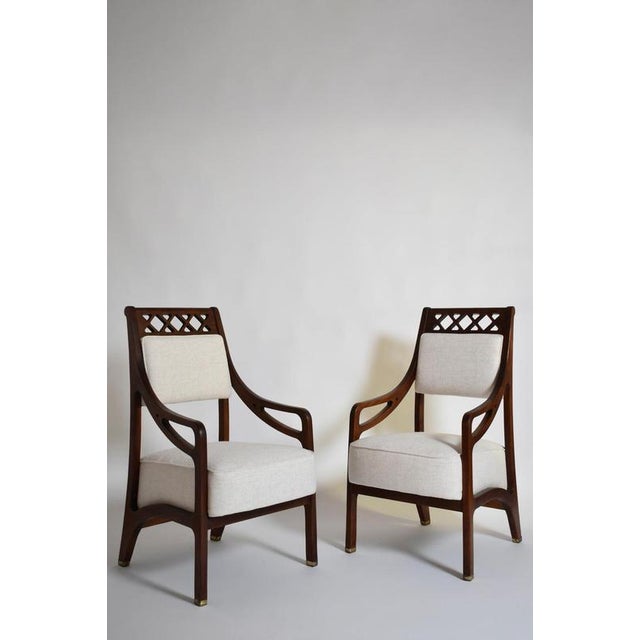 High Back Crosspieces Chairs, 1960s, Set of 2 For Sale - Image 6 of 6