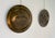 Pair of hanging brass plates produced in Italy in the 1940s. The classic art deco subjects are represented and are in...