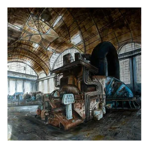 Jean-Pierre Brissart, La machine sous la verrière, 2015, Oil on Canvas