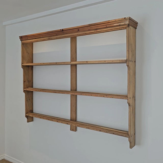 Antique English Pine Wall Plate Rack - Circa 1870 For Sale - Image 4 of 11