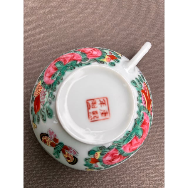 Vintage Chinese Export Famille Rose Medallion Canton Porcelain Tea Service | 11 Piece Hand-Painted Teapot Set With Cups, Creamer & Covered Bowls For Sale - Image 11 of 12