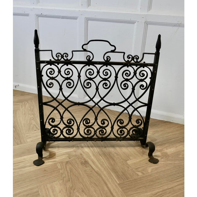 Metal Gothic Wrought Iron Fire Screen For Sale - Image 7 of 7