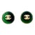 Chanel Vintage Gold Plated CC Green Stone Round Clip on Earrings, A Pair For Sale