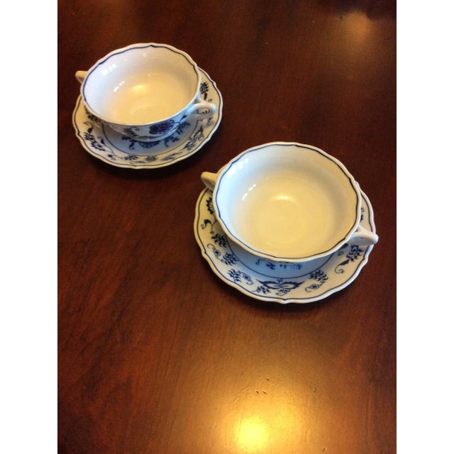 Mid 20th Century Blue Danube Bouillon Cup Set- 4 Pieces For Sale - Image 6 of 6