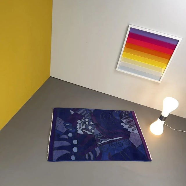 Exceptional pop art rug made of artist household, manufacturer unknown, great strong coloring