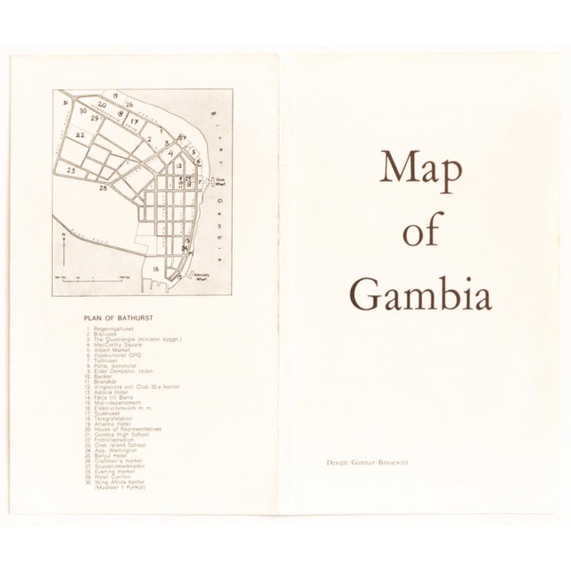Mid-Century Modern 1960s Original West African Map, Map of Gambia (Recto/Verso) For Sale - Image 3 of 6
