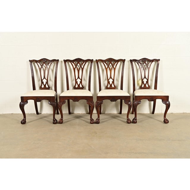 Drexel Heritage Chippendale Carved Mahogany Dining Chairs, Set of Four For Sale - Image 13 of 13
