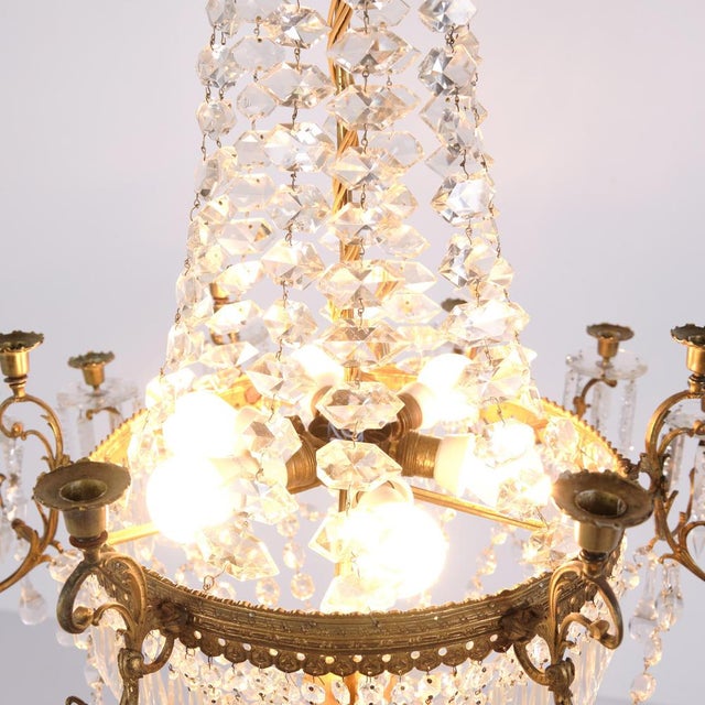 French Antique Bronze Crystal Chandelier, 1880s For Sale - Image 9 of 11