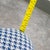 Wood Mid Century Danish Modern Tripod Ottoman 3 Legs Wood Rolling Blue White Triangle For Sale - Image 7 of 12