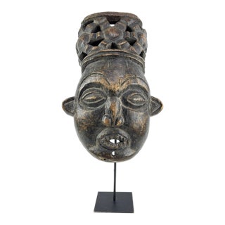 Early 20th Century Cameroon Grasslands Bamun Wooden Headcrest Mask For Sale