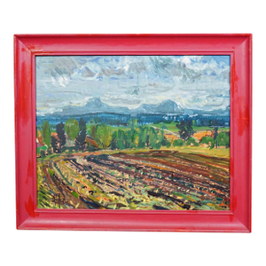 Alexander Michael Oil Painting of a Landscape With Field, 1975