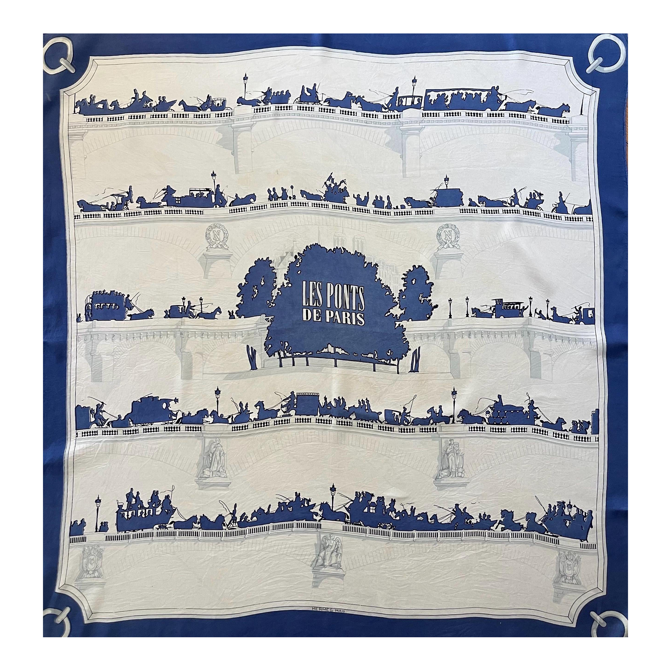 Hermès « Les Ponts De Paris » Silk Scarf 1953 | Chairish