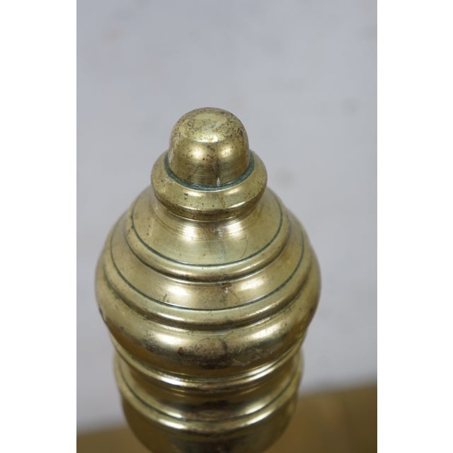 Antique Georgian Colonial Revival Brass Beehive Fire Dog Andirons - a Pair For Sale - Image 11 of 14