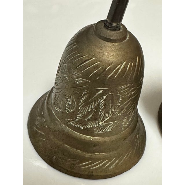 Vintage 1960s Solid Etched Brass “Temple Bell” Double Bells For Sale In Orlando - Image 6 of 8
