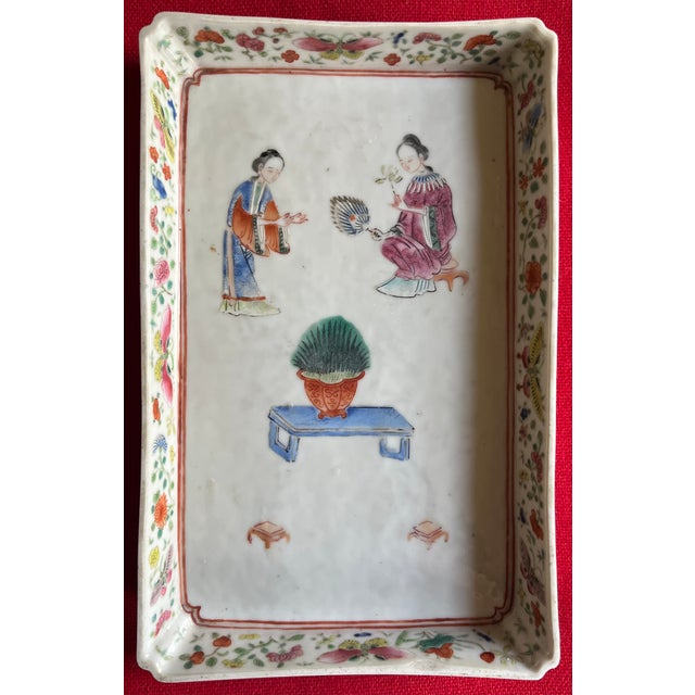 Antique 19th Century Chinese Export Famille Rose Porcelain Footed Tray For Sale In New York - Image 6 of 18