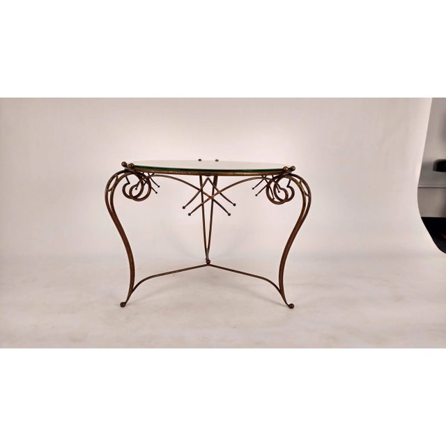 Metal Gilt Metal Table and Gold Leaf Glass Top For Sale - Image 7 of 10