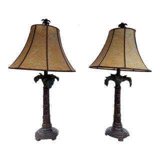 1980s Coastal Palm Tree Lamps - a Pair For Sale