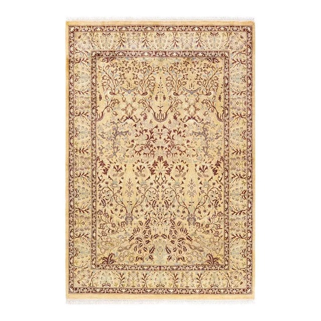 Yellow Mogul, One-of-a-Kind Hand-Knotted Area Rug in Yellow, 4' 0" x 5' 10" For Sale - Image 8 of 8