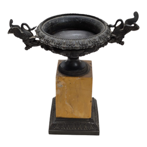 19th Century Tazza With Figural Birds on a Siena Marble Base