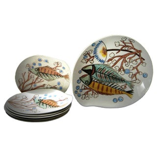 Vintage Ceramic Plates Set by Cesare Sartori for Sica, 1960s, Set of 7 For Sale