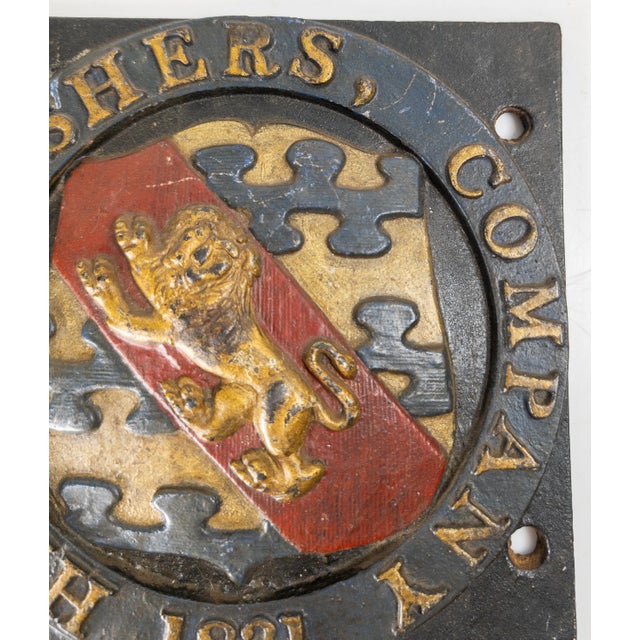 19th Century Architectural Cast Iron Plaque Haberdasher's Company 1831 For Sale - Image 4 of 8