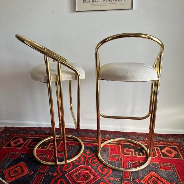 Vintage Bar Stools Tubular Gold by American of Martinsville - A Pair For Sale In West Palm - Image 6 of 10