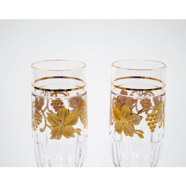 Val Saint Lambert Set of 12 Gilt Gold-Decorated Tableware Flute Service For Sale - Image 13 of 14
