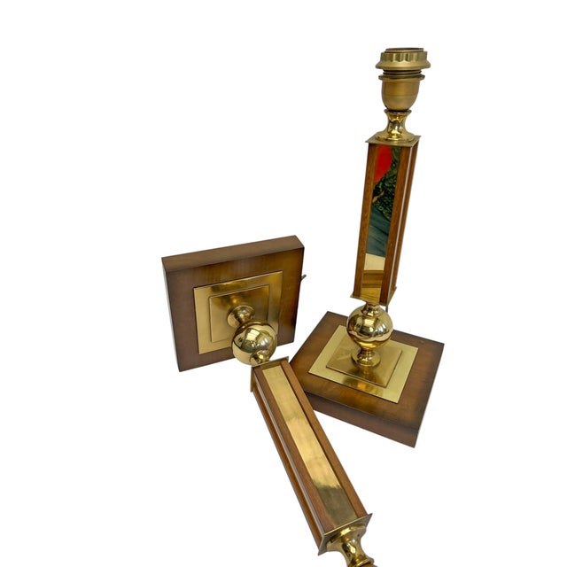 Brown Vintage Wood and Brass Table Lamps by Temde Leuchten, 1970s, Set of 2 For Sale - Image 8 of 13