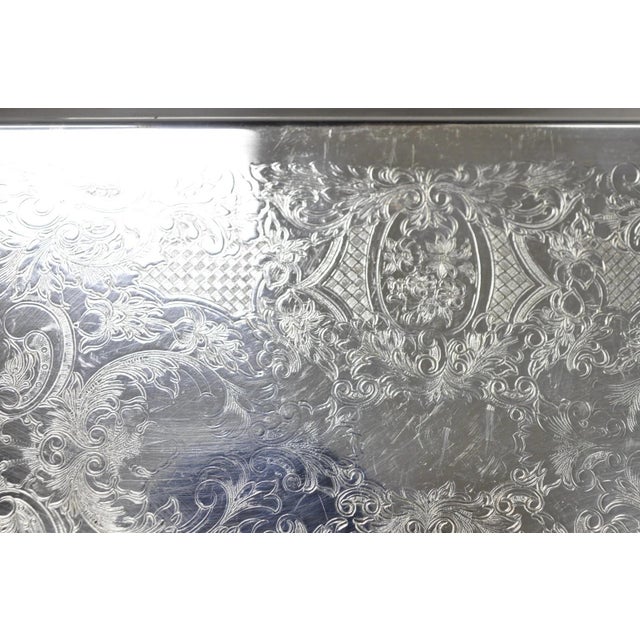 Leonard Vintage Leonard Silver Plated Small Twin Handle Serving Platter Bar Tray For Sale - Image 4 of 14