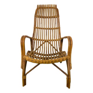 Vintage Bent Bamboo and Rattan Armchair, 1960s For Sale