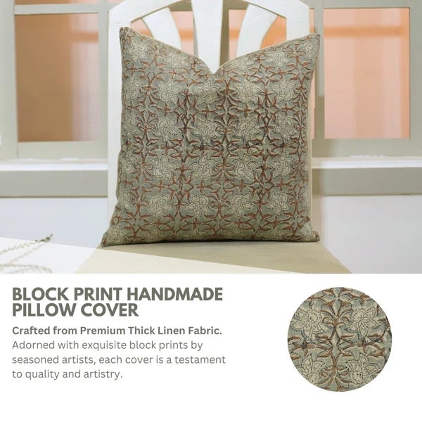 Add a touch of artisanal charm to your space with Fabdivine's handmade block print cushion cover. Crafted from thick...