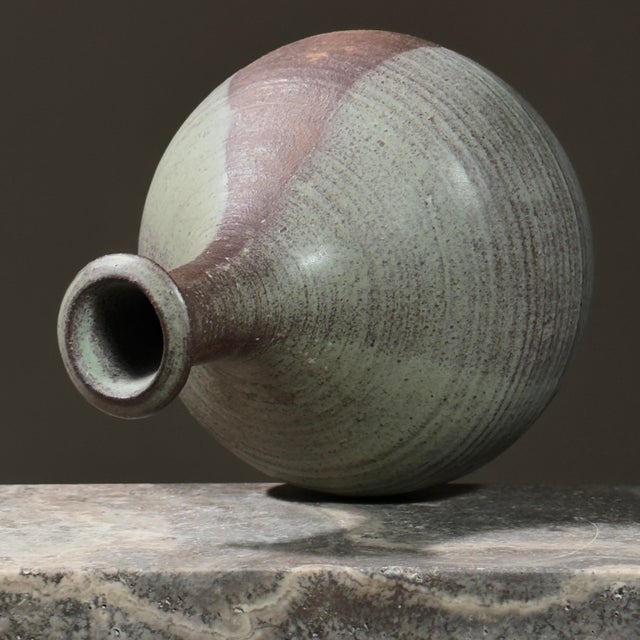 1960s Vintage Mid Century Modern Danish Style Short Neck Vase, Signed For Sale - Image 5 of 8