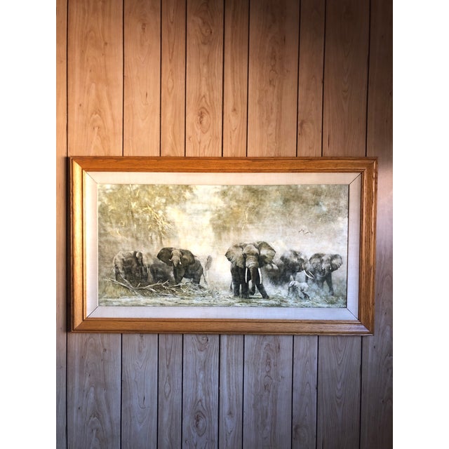 David Shepherd “Elephants at Amboseli” Gel Embellished Print 1962 Framed and Matted For Sale - Image 9 of 10