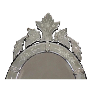 Antique Oval Venetian Etched Glass Mirror