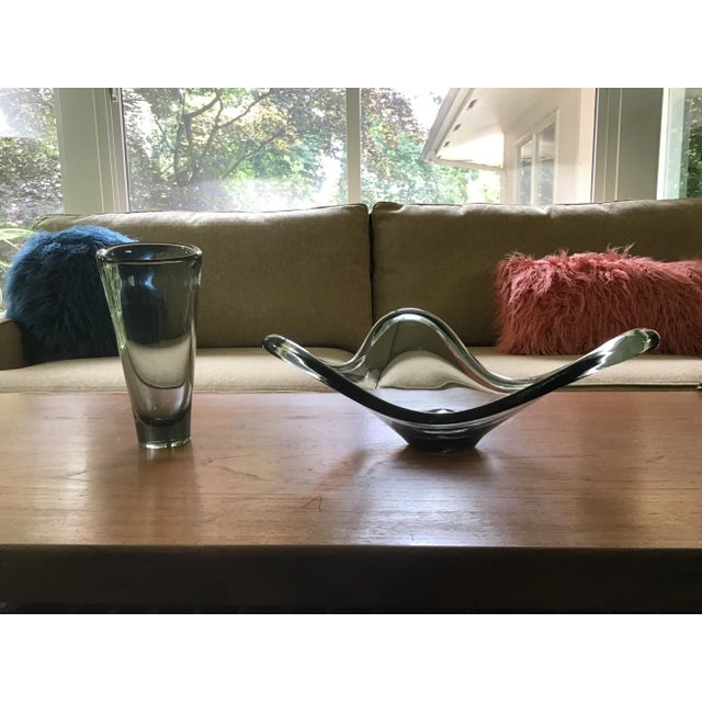 1960s Mid-Century Holmegaard Smoky Art Glass Bowl and Vase Designed by Per Lutken - 2 Pieces For Sale - Image 13 of 13