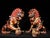 Monumental Pair of Vintage Gilt Bronze & Cinnabar Guardian Lions – Large Temple Foo Dogs For Sale - Image 4 of 12